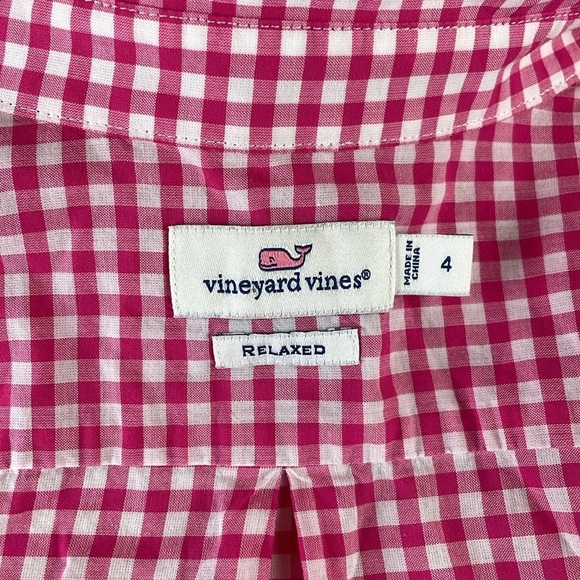 Vineyard Vines Women Long Sleeve Button Down Shirt SZ 4 Relaxed Bright Pink - Picture 13 of 14